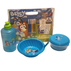 Bluey Water Bottle,‎ Snack Container, Cereal Sippy Bowl, and Activity Book